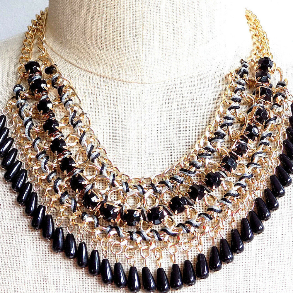 Drops of Jupiter in Black Bib Necklace